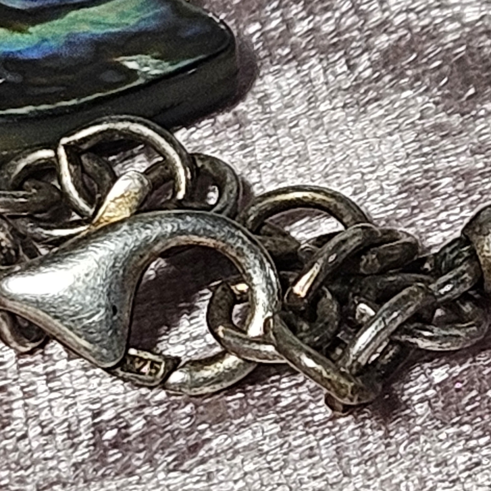 925 Sterling Silver, 3 Strand Abalone Necklace - Picture 4 of 4
